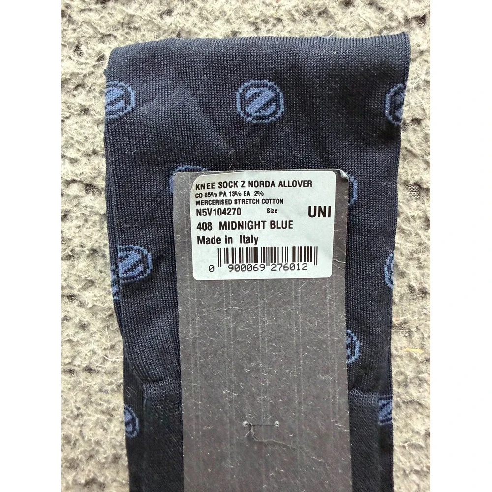 NWT Ermenegildo Zegna Z Norda Allover Knee Socks Midnight Blue One Size Unisex